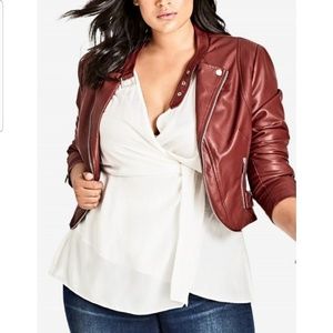 Burgundy faux leather jacket